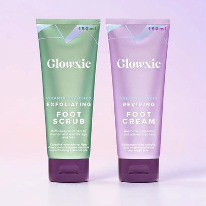 Glowxie Luxe Foot Revival Duo – Exfoliating Scrub & Salicylic Cream